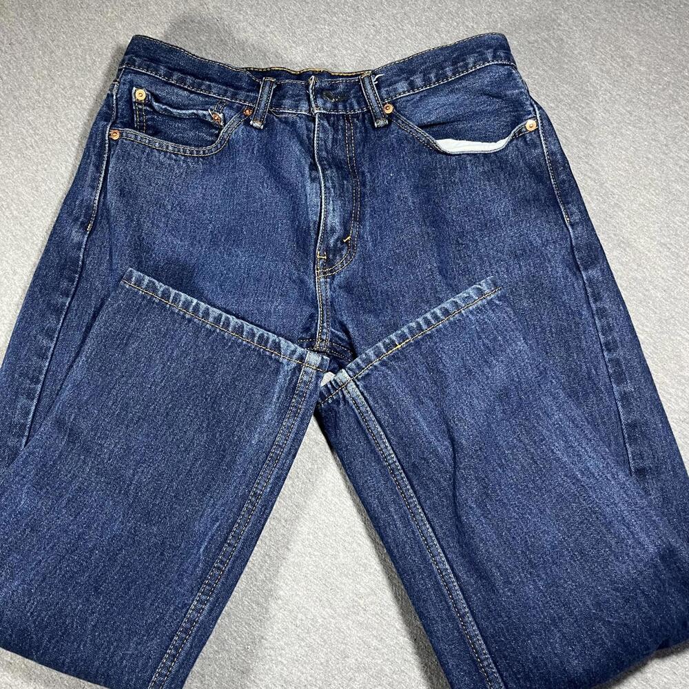 Levi's 505 Regular Fit Men’s 34 x 29 Blue Denim Dark Wash Jeans W34 L32 Pants - Picture 3 of 7